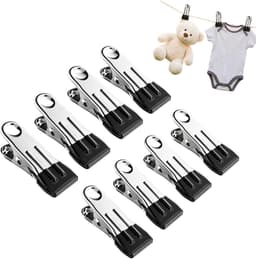 Zware Wasknijpers - Kledingklemmen Organizer - Huishoudelijk Wasgoed - Roestvrijstalen Constructie - 8 Stuks - Zwart — thumbnail 1