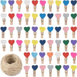 Set van 100 Houten Hart Clips in Kleur - Mini Kledingknijpers voor Foto's, Bruiloften en Adventskalenders — thumbnail 1
