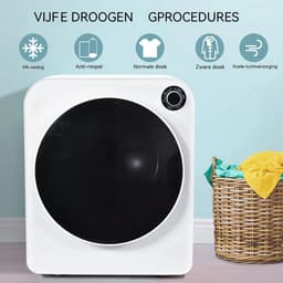 Mini Wasdroger - Compacte Droger - Luchtafvoerdroger - 5 Programma's - Drievoudig Filter - Wandmontage - Kleine Ruimtes - 49x39x59cm - 3kg - Wit — thumbnail 5