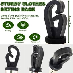Waslijn Stang Set - Droogrek Buiten - Kleding Drogen - Roestvrij Staal - 10 Meter Lijn - Niet gespecificeerd — thumbnail 3