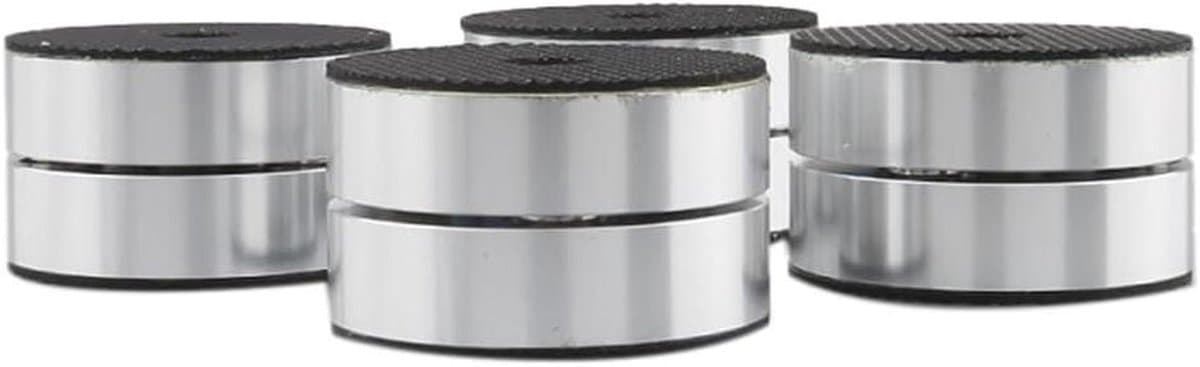 Luidspreker Isolatie Voetjes - Vibratie Dempers - Audio Verbetering - Aluminium Constructie - 40 x 23mm - Zilver — afbeelding 1
