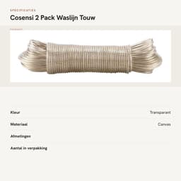 Dailygoods- Waslijn Uittrekbaar 30m - 2 Pack - Stalen Kern - Roestvrij en Waterdicht - Duurzaam - PVC Coating - Waslijn Touw — thumbnail 4