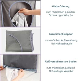 Dailygoods- Waszak Ruimtebesparend - Hangende Wasmand - Wasverzamelaar - 2 Zuighaken - 2 Roestvrijstalen Deurhaken - 50x77cm — thumbnail 2