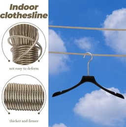 Draagbare Waslijn - Reis Waslijn - Kleding Drogen - Roestvrij Staal PVC Gecoat - 2000 cm - Zilver — thumbnail 5