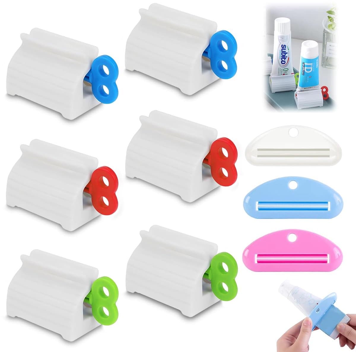 Ibenzoa® Innovatieve Set van 9 Tubeknijpers voor Efficiënt Gebruik van Tandpasta, Crèmes en Meer — afbeelding 1