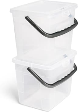 Novaliv 2x wasmiddeldoos met deksel 4 liter I Transparant I 23,5 x 18 x 18,5 cm I Doos waspoeder bewaardoos met handvat wasmiddel bewaarmiddel wasmiddelcontainer waspoedercontainer — thumbnail 1