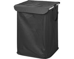 ProPlus Opvouwbare Wasmand met Deksel - 45 x 45 x 60 cm - Klittenband voor Bevestiging Frame - Waszak - Zwart