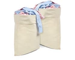 Ibenzoa® Extra Grote Opvouwbare Katoenen Waszakken Set met Trekkoord voor Reizen en Opslag