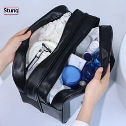 Stunq® Waszak met droog-nat scheiding - transparant PU, ideaal voor reizen, fitness en zwemmen — thumbnail 5
