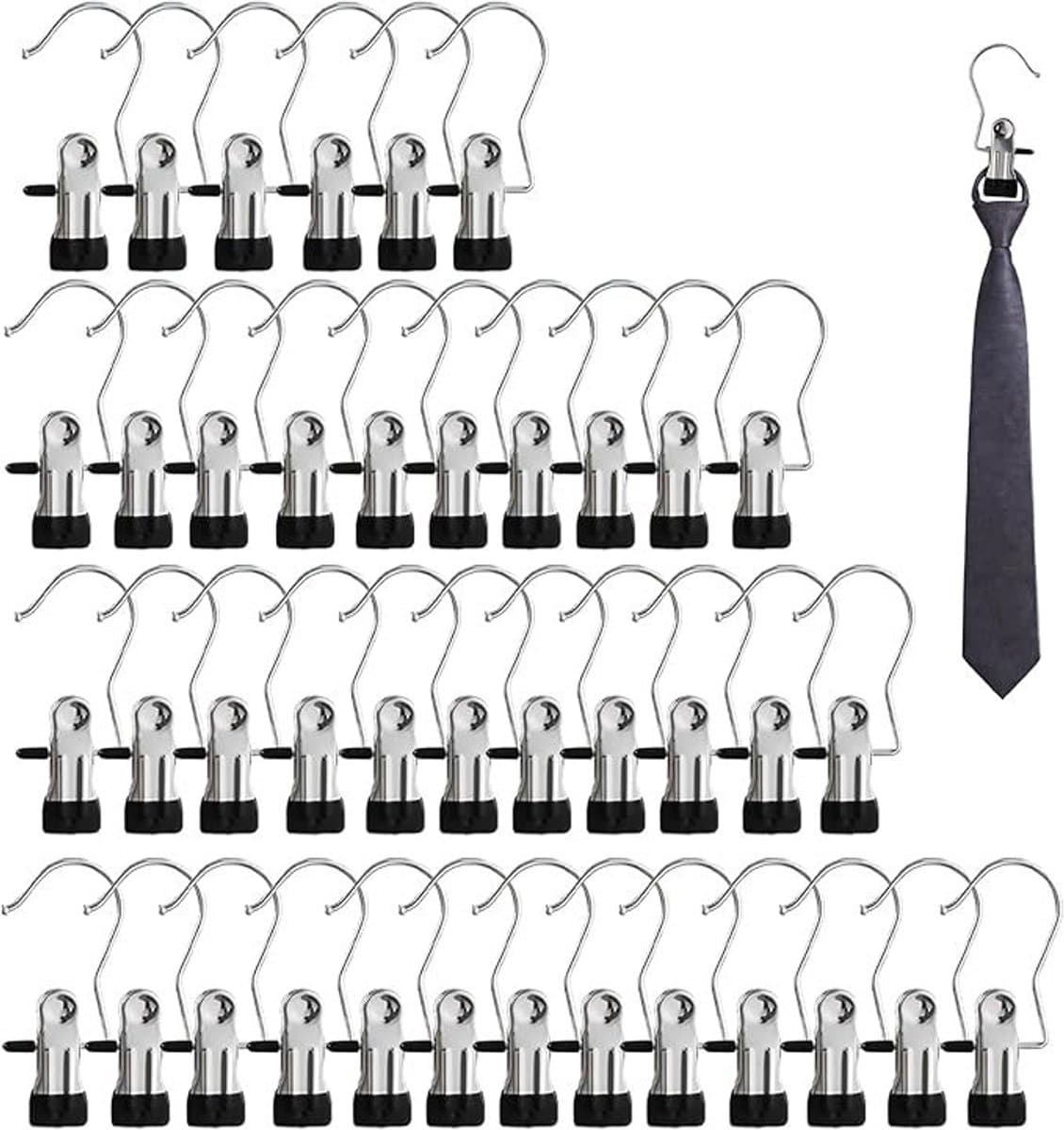PolkaHome 40 stuks roestvrijstalen wasknijpers met 360° draaibare clips en antislip — afbeelding 1