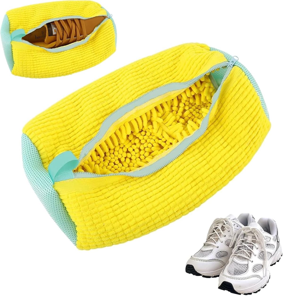 Schoenenwaszak - Geel - 39 x 19 cm - Dikke en Duurzame Waszak met Ritssluiting - Voor Sportschoenen en Vrijetijdsschoenen — afbeelding 1
