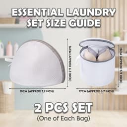 Set van 2 Wasnetten - Wit/Grijs - Klein - Fijnmazige Waszak met Ritssluiting - Voor Lingerie en Ondergoed — thumbnail 2
