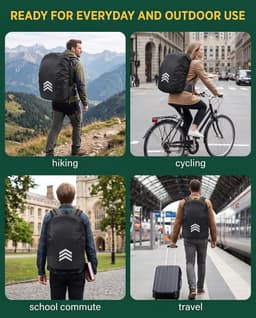 Rugzakhoes, 30-40 l, 1 stuks regenrugzakhoes met reflecterende strepen en verstelbare antislip gesp voor trekking, school, fietsen — thumbnail 2