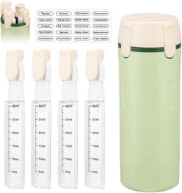 4-in-1 Reisflessen voor Toiletartikelen, Lekvrije 4-in-1 Reisdispenserfles met 4 Navulbare Knijpflesjes met Pompje Erin voor Shampoo Lotion Conditioner Crème — thumbnail 1