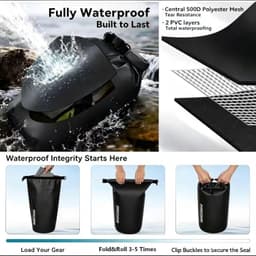 Bag Waterdichte tas, 10 l, waterdichte pakzak, waterdichte droogzak, waterdichte rugzak, pakzak, plunjezak, waterzak, wetbag, voor peddelboard-reizen — thumbnail 5
