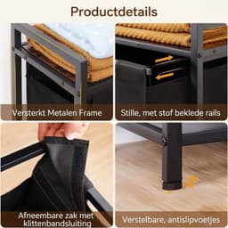 KLS® Wasmand 2 Vakken - Wasmand - Wasbox met 2 Vakken - Zwart - 73cm x 30cm x 73cm — thumbnail 2