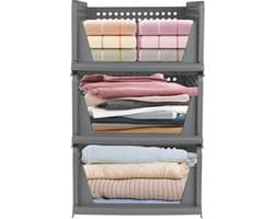 Set van 3 opbergdozen, kastorganizer, opvouwbare opberglade-organizer en kledingkast, voor kleding, dekbedden en speelgoed, 33,5 x 43 x 54,5 cm, grijs