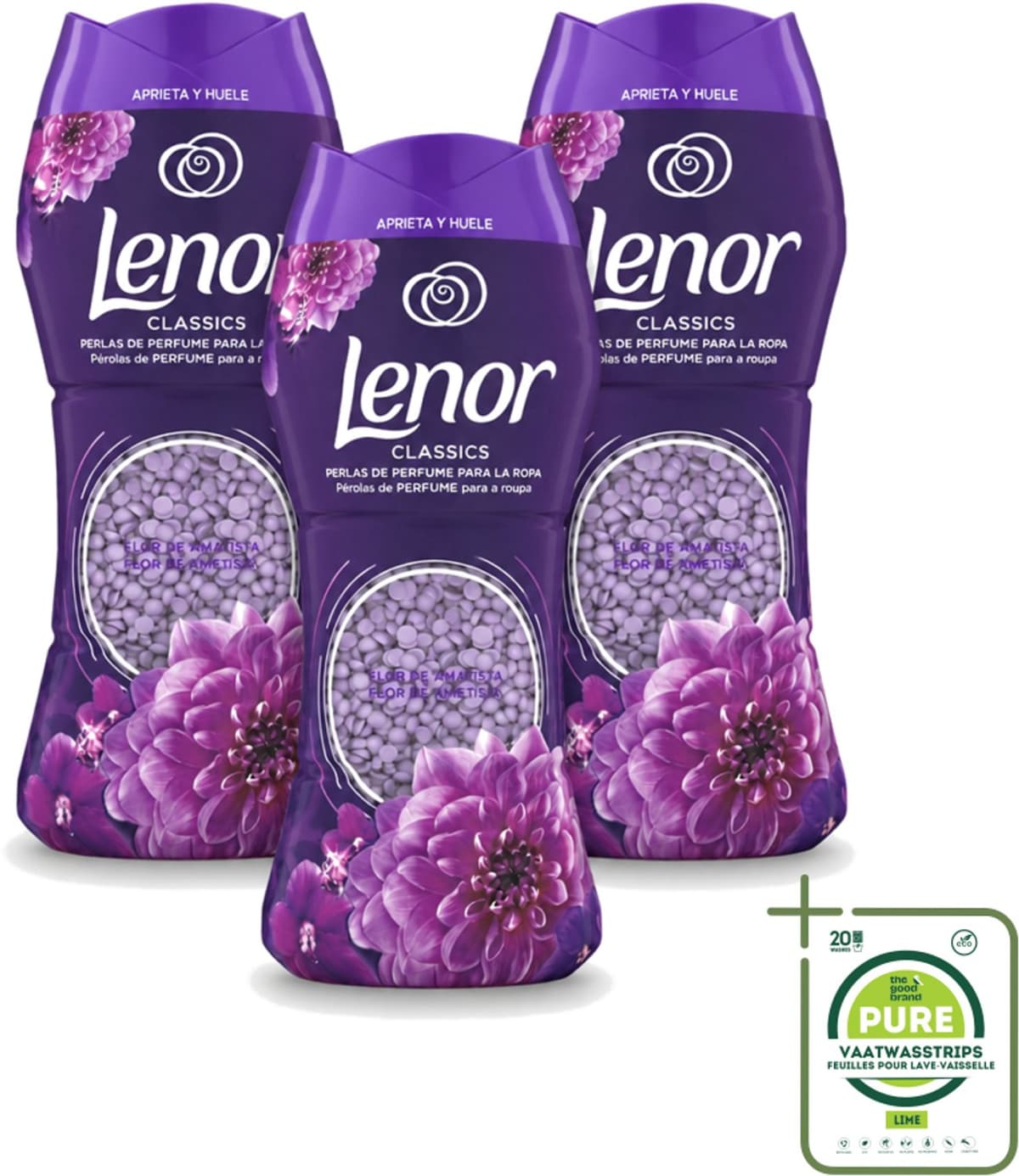 3 x Lenor Unstoppables – Geurbooster – Amethyst – 210 g - Grootverpakking - Vaatwasstrips - Geurbooster Was - Wasgeur - Wasgeur Intens - Wasgeur Langdurig - Wasgeur Amethyst — afbeelding 1