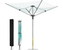 Droogmolen voor buiten - Wasrek tuin - Was drogen - 50 meter waslijn - Extra groot - Grijs groen