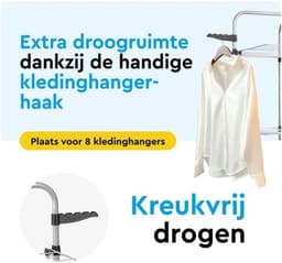 Droogtoren 4 Lagen - Wasrek - Kleding Drogen - 40 Meter Drooglengte - 68x68x170 cm - Wit — thumbnail 4