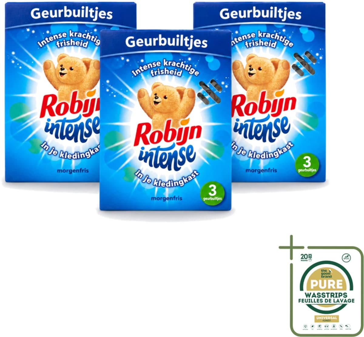 3 x Robijn - Intense - Geurbuiltjes - Langdurige Geur - Intense Frisheid - 3 Geurbuiltjes - Wasstrips - Geur In Kleding - Langdurige Geur - Frisse Geur - Geurbuiltjes - Kledingkast Geur — afbeelding 1