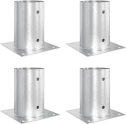 4 x grondankers van metaal, 15 x 15 x 15 cm, verzinkte bodemhulzen voor vuurschalen, open haarden en tuinstructuren, robuuste verankering, zilver — thumbnail 5