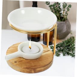 1set Tealight Wax Warmer Met Basis Ijzeren Frame Ceramische Aromatherapie Verwarmer Voor Scented Wax Geschikt Voor Woonkamer Slaapkamer Kantoor — thumbnail 4