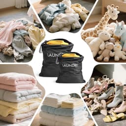 Vouwbare Waterdichte Waszakken voor Vuile Kleding, 2 Stuks met Rits, Ideaal voor Sport en Reizen — thumbnail 2