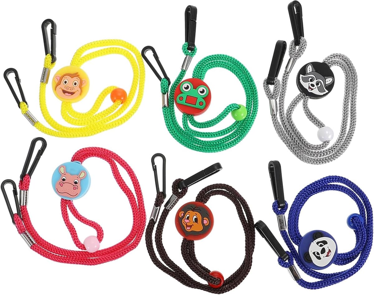 1set Delige Kindermasker Lanyards Met Schattige Cartoon Dierenprint Verstelbare Duurzame Maskerhouders Voor Jongen Meisje Assortiment Van Kleuren — afbeelding 1
