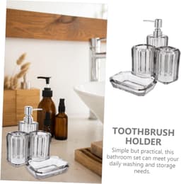 1set Badkameraccessoires Transparante Zeepdispenser Tandborstelhouder Tandbeker Zeepschotel Stijlvol Ruimtebesparend Voor Badkamergebruik — thumbnail 5