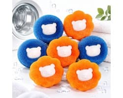 VHV - Drogerballen 8 stuks - Berenpatroon - Blauw - Oranje - Haarvanger Wasbollen - Anti Haar Droogballen - Wasballen Pluizenverwijderaar Huisdieren Wasmachine Pluis Wasbol