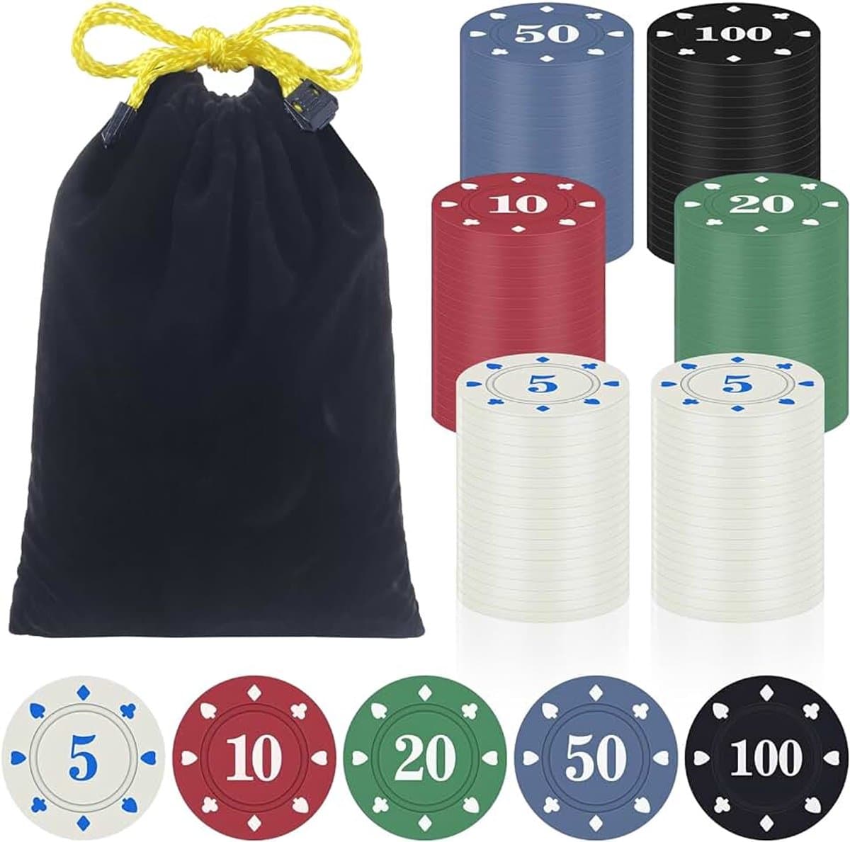 140 chips plastic pokerchips met waarde afzonderlijke pokerchips set pokerkoffer blackjack set poker accessoires duurzame casino chip speelchips Texas Hold em feestaccessoires voor — afbeelding 1