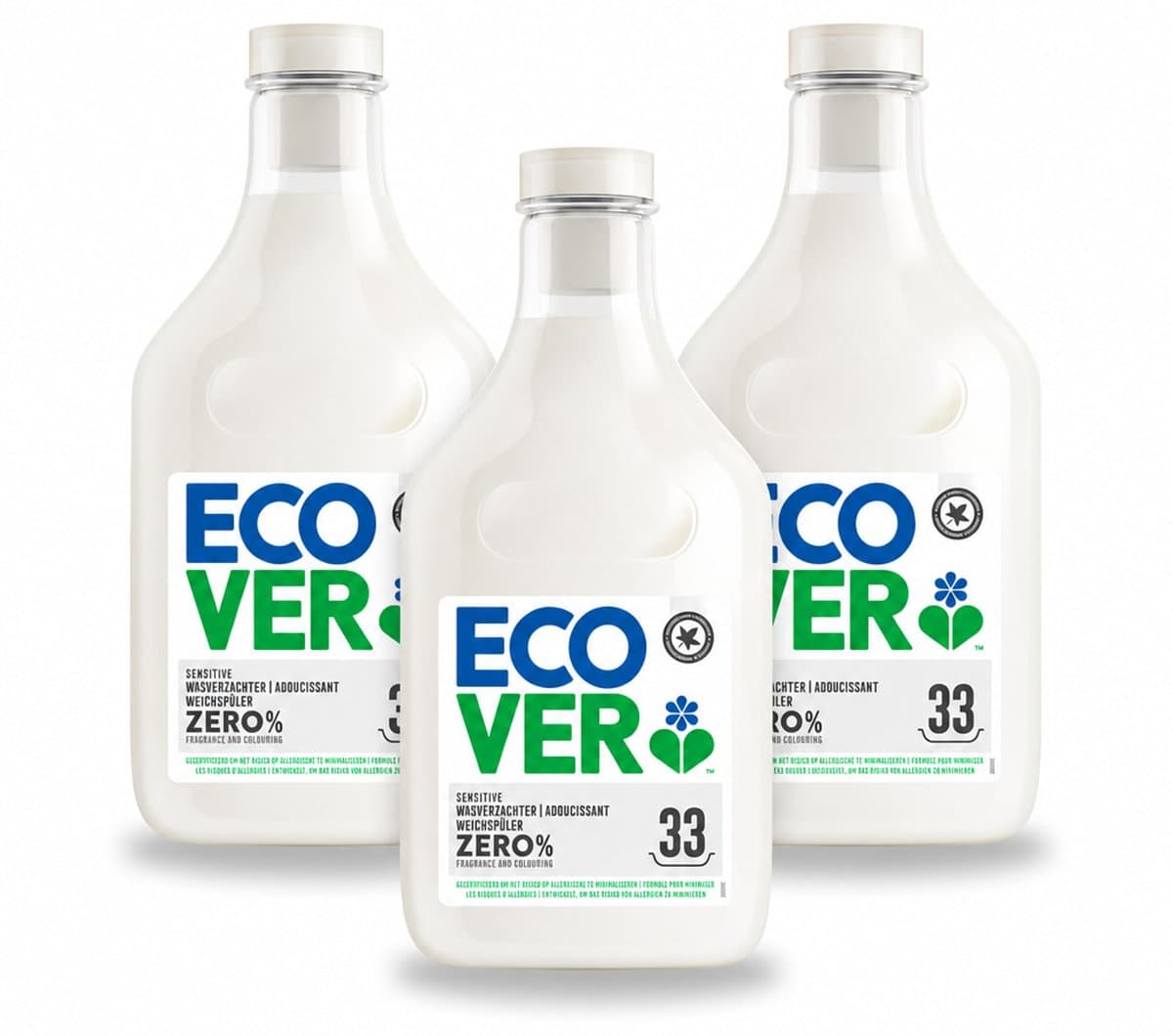 3 x Ecover - Wasverzachter Zero - Zonder geurstoffen - 1 liter - 33 wasbeurten - Bulkverpakking - 3 stuks — afbeelding 1