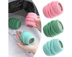 Wasmachine wasballen -wasverzachtersponzen - 3-pack - 4,5*7 cm - Wasverzachtersponzen - Droogsponzen - Siliconen wassponzen - Navulbare wassponzen - Voor het verzachten van kleding en het verwijderen van statische elektriciteit - Roze/Blauw/Groen