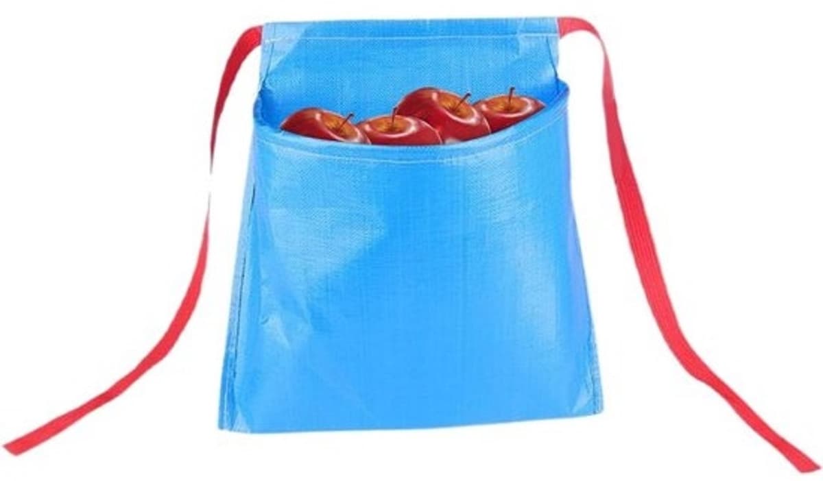 Oogstschort - Opbergzak voor fruit - Fruit verzamelen - Waterdicht nylon - Groot 50x50cm - Blauw — afbeelding 1