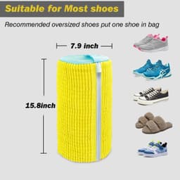 2-delige schoenwaszakken - Speciale waszakken voor schoenen – Herbruikbaar – Voering van microvezel – Geschikt voor wasmachine en droger – Geschikt voor de meeste schoenen – Geel – 39 x 20 cm — thumbnail 5