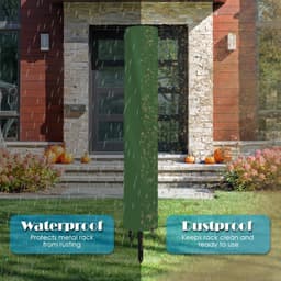 Droogmolen Hoes - 165 x 16 x 16 cm - Beschermhoes Universeel - Oxford-stof - Met rits en trekkoord - Heavy Duty Roterende Waslijn Afdekking - Waterdicht - Stofdicht - Winddicht - UV-bescherming - Geschikt voor tuinen, terrassen, buitengebruik - Groen — thumbnail 2