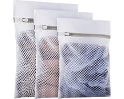 Waszakken met honingraatstructuur, 3 stuks, waszakken met ritssluiting, herbruikbare en duurzame mesh-waszak voor ondergoed, beha's, sokken, blouses en broeken (1S + 1M + 1L)