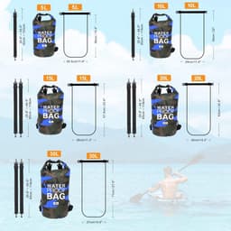 Pakzak, drijvende droogrugzak, strandtas, lichte droogzak voor strand, boottochten, vissen, kajakken, zwemmen, rafting, camping, 5 l, 10 l, 15 l, 20 l, 30 l — thumbnail 4