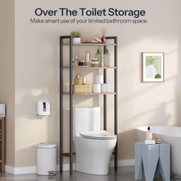 Toiletrek met 3 niveaus - Badkamerrek in industriële stijl - Ruimtebesparend en eenvoudig te monteren - Rustiek bruin EBF41TS01 Wasmachine rek — thumbnail 2