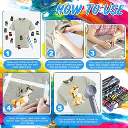 12 x 25 ml stofverf, verf voor permanente stoffen, wasbare stofkleur, kan worden gebruikt voor het schilderen van kleding, schoenen en linnen tassen, 2 borstels — thumbnail 4