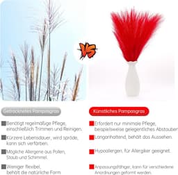 55 cm Pampasgras decor, kunstmatig droogbloemen decor kunstmatig Pampasgras voor de huisdecoratie (rood, 20 stuks) — thumbnail 5