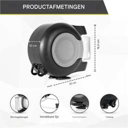 Waslijn Extensible Zwart - Uittrekbare Drooglijn 2x15 Meter - Met Rollensysteem & Automatische Spanning - Voor Binnen en Buiten - Geschikt voor Appartementen en Huizen — thumbnail 4