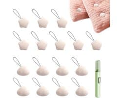 Clips voor het bevestigen van dekbedden - 16 clips - fixing duvets met 1 haaklijn tool - 1 opbergdoos voor woldeken - wit