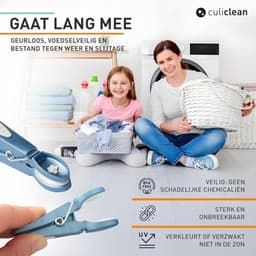 culiclean Knijpers bloem (48 stuks klassiek blauw-wit) Premium wasknijpers — thumbnail 5