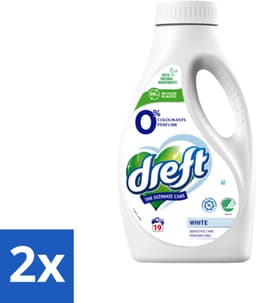 2 x Dreft - Vloeibaar Wasmiddel - 0% Witte Was - Geurvrij & zacht - 19 Wasbeurten - Wasmiddel - Wasmiddel Voor Gevoelige Huid - Parfumvrij Wasmiddel - Witte Was - Biologisch Wasmiddel — thumbnail 1