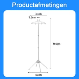 longziming -Opvouwbare Kledingstomer Standaard – Verstelbare Hoogte, Lichtgewicht & Draagbaar met Kledingclips – Geschikt voor Hand- en Verticale Stomers — thumbnail 4