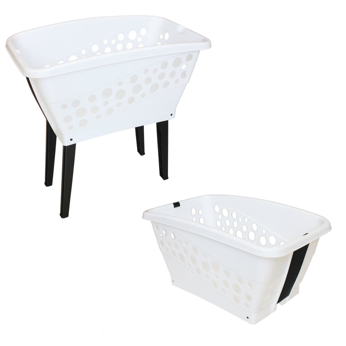 Alpfa – Wasmand – Wasmand Op Poten – Met Inklapbare Poten – Kunststof – Wit – 52 Liter – 69x40x33 — afbeelding 1