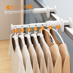 Opvouwbaar Wasrek - Uitschuifbaar en Draagbaar - Voor reizen en wandmontage - Voor maximaal 7 kledingstukken — thumbnail 5