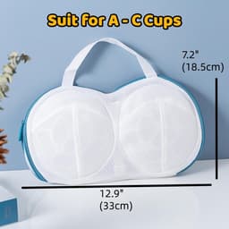 Bh-waszakken - voor wasgoed, lingerie, ondergoed, bh-tasset - voor wasmachine met rits, dames, delicate was - blauw - cups A tot C - 3 stuks — thumbnail 2